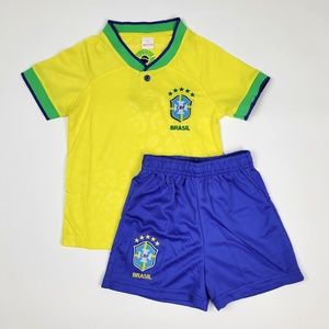 Kids Brazil shirt and shorts jersey set Brasil home uniform